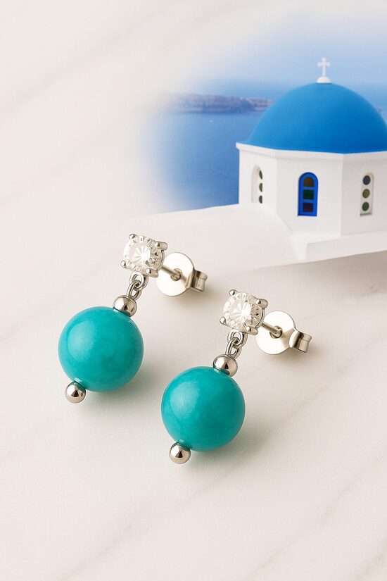 Dabīgo pērļu auskari "Santorīni elpa"